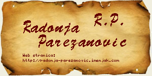 Radonja Parezanović vizit kartica